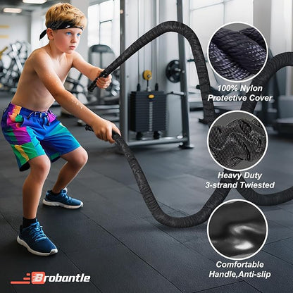 Battle Rope 1/1.26/1.5/2 Inch Diameter,Pink 30FT/40FT/50FT Exercise Workout Ropes for Home Gym