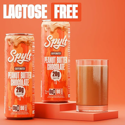 High Protein Peanut Butter Chocolate Milk with 60mg Caffeine & 20g Protein - 90 Calories, Ready to