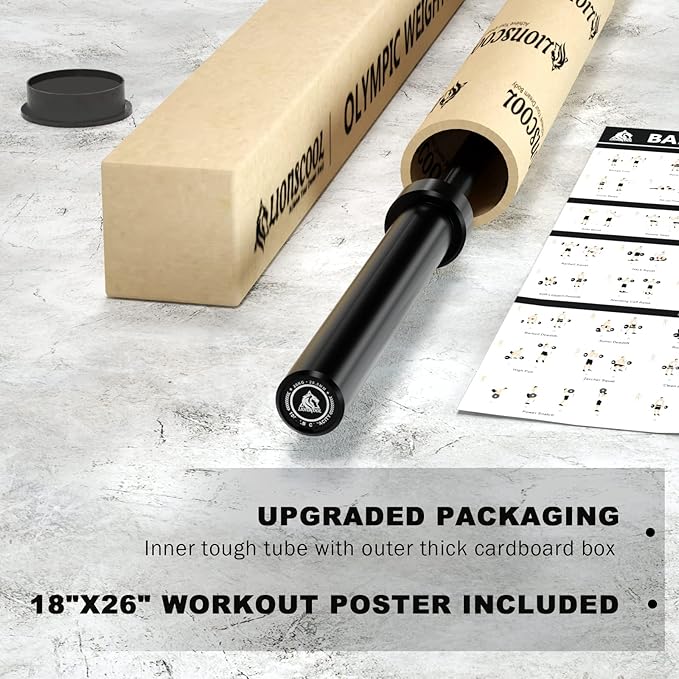 LIONSCOOL 7FT Olympic Barbell for Weightlifting, Power Lifting, 2 Inch Strength Training Bar for