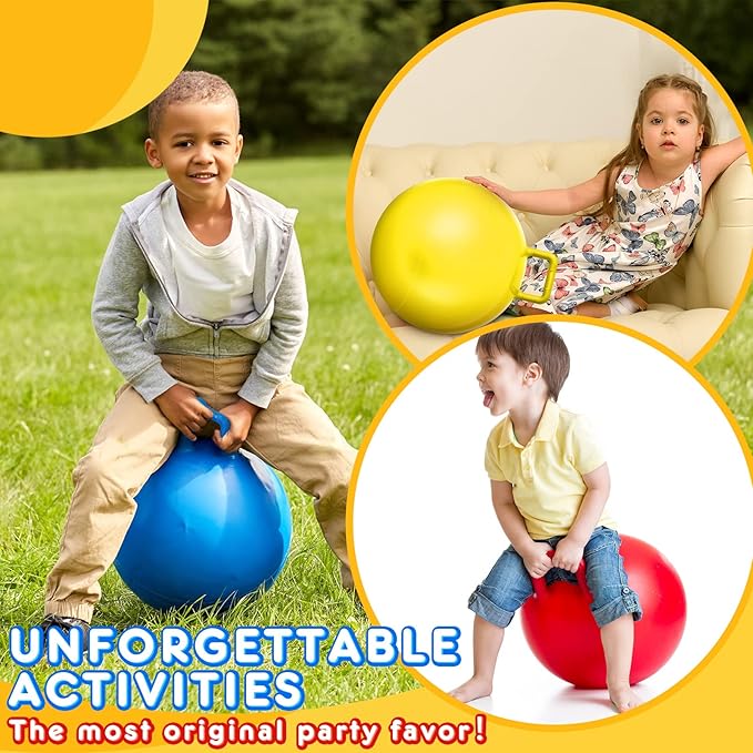 Lewtemi 6 Pcs Hopper Ball Carnival Outdoor Games 22 Inch Jumping Hopping Inflatable Bouncing Ball