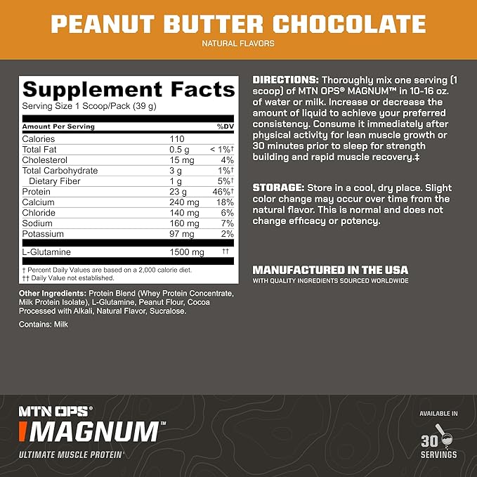 MTN OPS Magnum Peanut Butter Chocolate Protein Powder | 23g of Whey Isolate Protein & Milk Protein