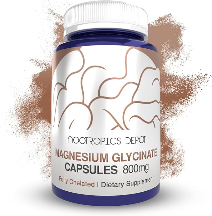 Nootropics Depot Magnesium Glycinate Capsules | 180 Count | Mineral Supplement | Magnesium
