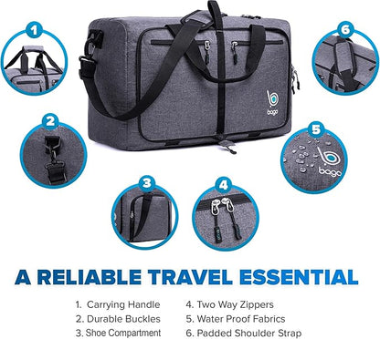 Bago Foldable Duffel Bags for Traveling Women & Men - 40L Sports Packable Duffle Bag for Travel