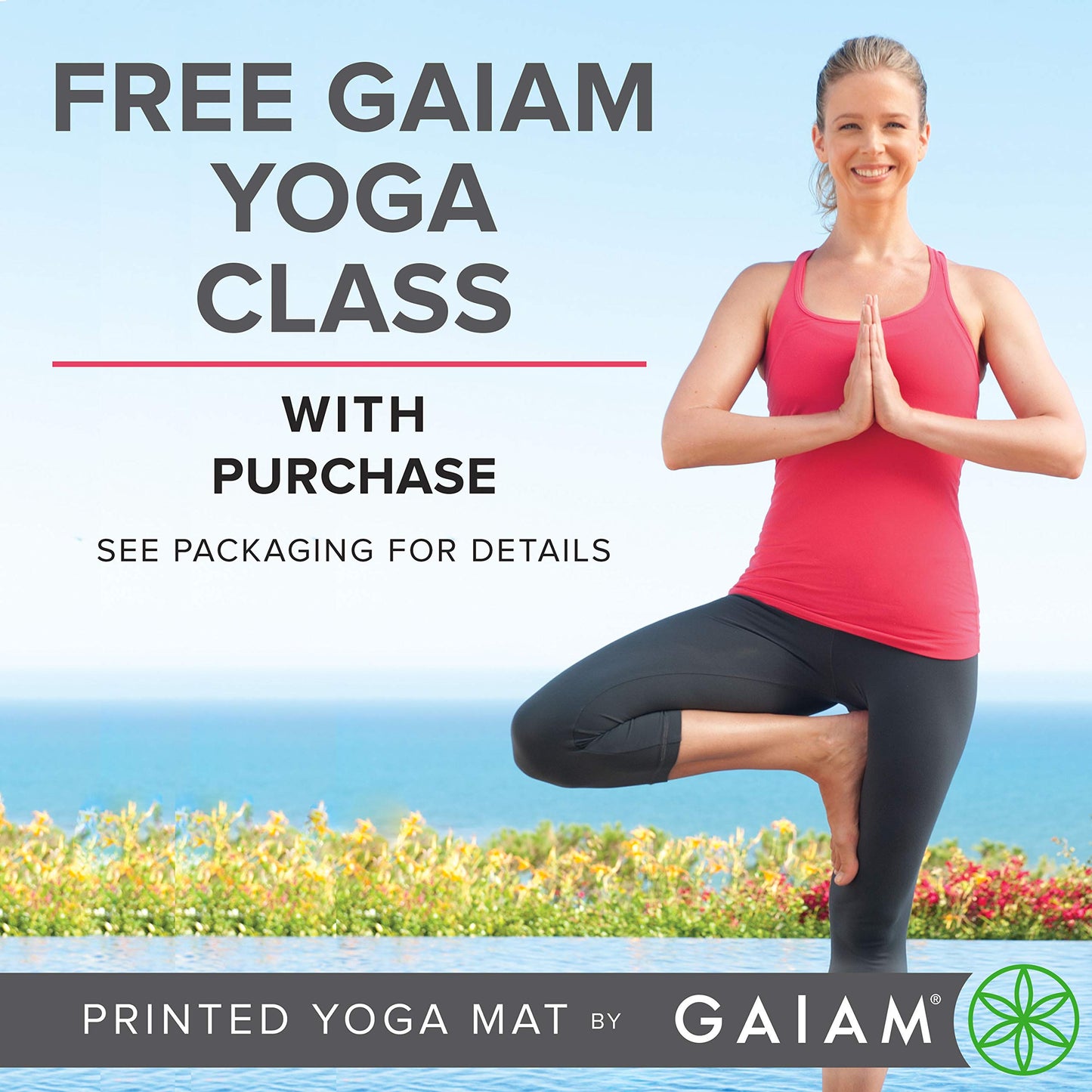 Gaiam Reversible Yoga Mat, 6mm Thick Print Mat (Lunar Wave)
