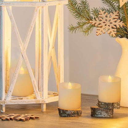 3x3 Flickering Flameless Candles Set of 3,3 inch Real Wax LED 600 Hours Battery Candles with Timer