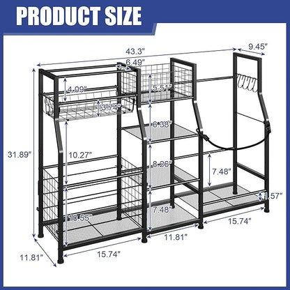 Sports Equipment Organizer Golf Bag Stand Golf Storage Organizer for Garage with Basket and Hooks