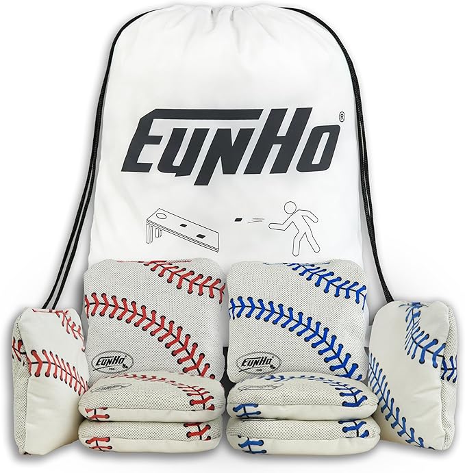 EunHo Dual Sided Cornhole Bags Regulation Set of 8 Professional Cornhole Bean Bags Slick and Stick