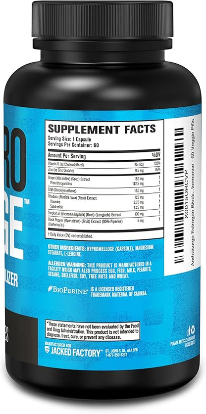 Jacked Factory Androsurge Estrogen Blocker for Men - Natural Testosterone Booster for Men &