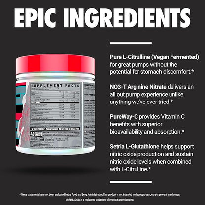 GHOST Pump Nitric Oxide Powder, Warheads Sour Watermelon - 40 Servings - Sugar & Stim-Free