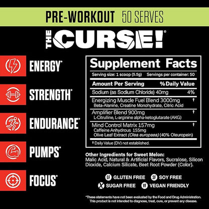 JNX SPORTS The Curse! Pre Workout Powder for Men & Women, Caffeine, Beta-Alanine, Creatine