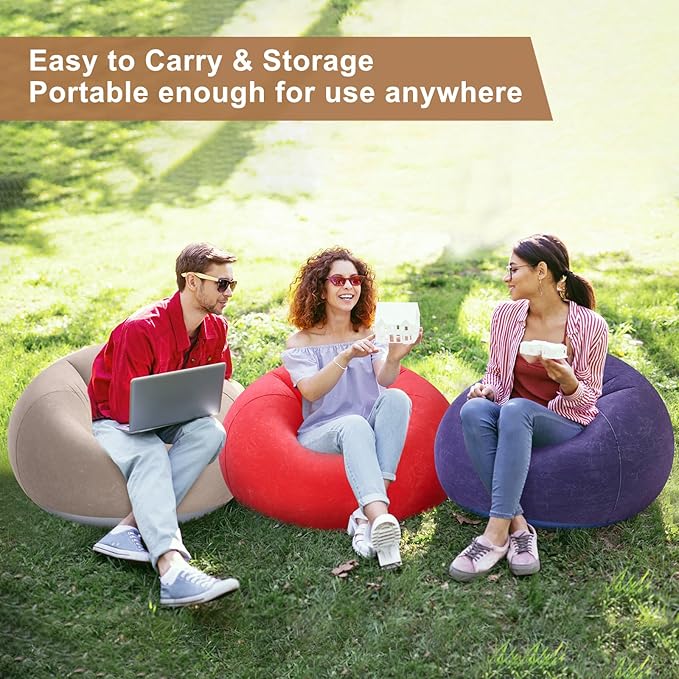 Realspring 6 Pcs Bean Bag Chairs for Adults Inflatable Chairs with Electric Air Pump,Blow up Couch