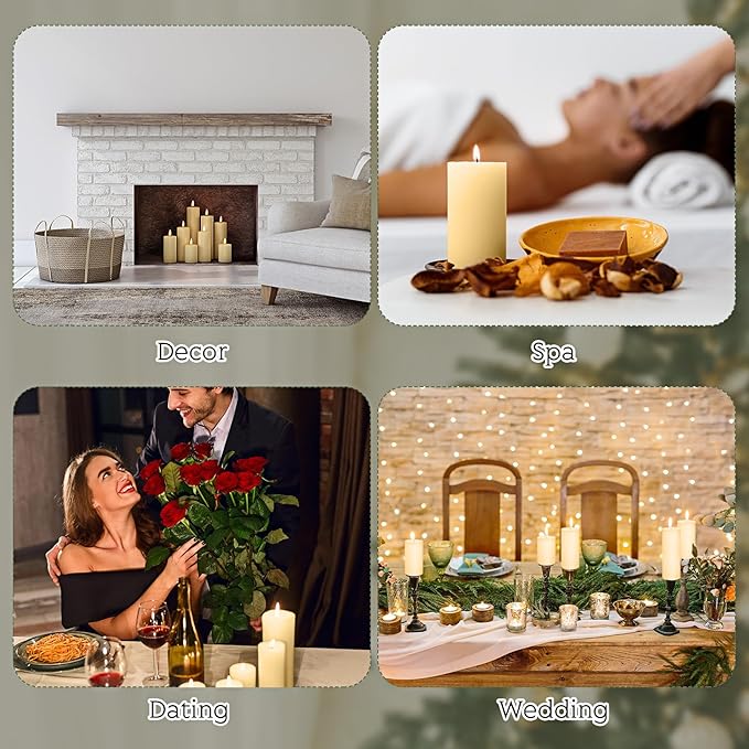 Shihanee 12 Pcs Pillar Candles 3 in x 3,4,5,6,8,10 Dripless Unscented Smokeless Candle Long Burning