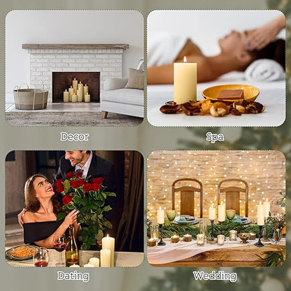 Shihanee 24 Pcs Pillar Candles 3 in x 3,4,5,6,8,10 Dripless Unscented Smokeless Candle Long Burning