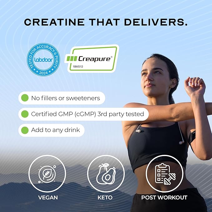 Muscle Feast Creapure Creatine Monohydrate Powder, Vegan Keto Friendly Gluten-Free, Mass Gainer