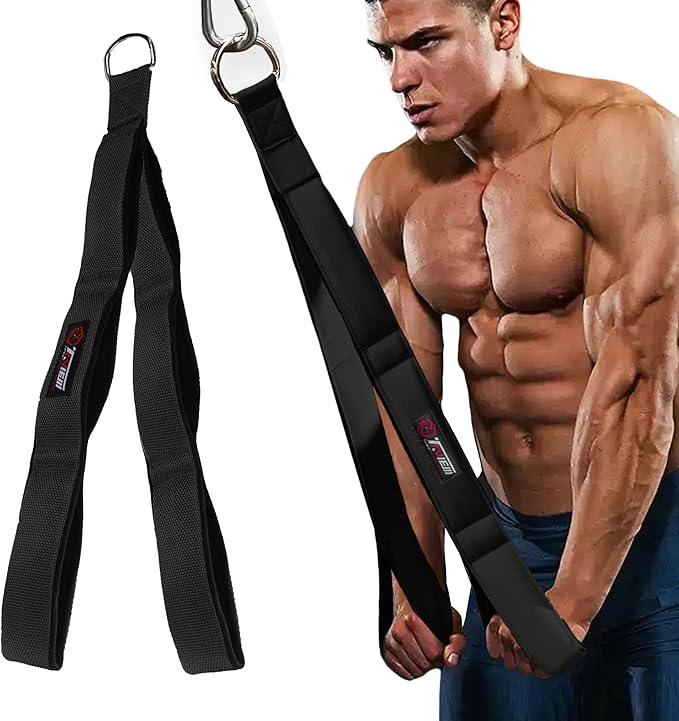 Tricep Rope Cable Attachment (Two Lengths Built in One) Greater Range of Motion,Tricep Pull Down