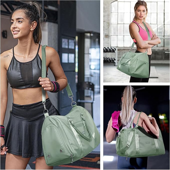 FIORETTO Womens Gym Tote Duffle Bag with Wet Pocket & Shoe Compartment, Sports Duffel Overnight