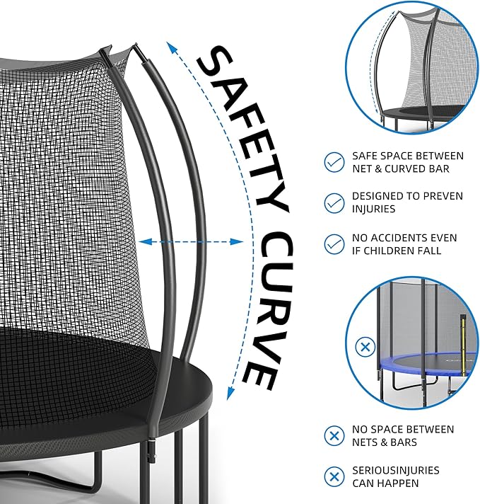 Trampoline 12FT 14FT Enclosure Net Outdoor Jump for Kids and Adults Round ASTM Approved Heavy-Duty