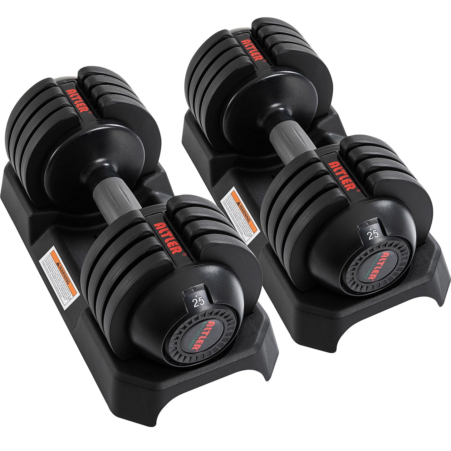 ALTLER Adjustable Dumbbell Set, 25LB Pair with Tray for Workout Strength Training Fitness