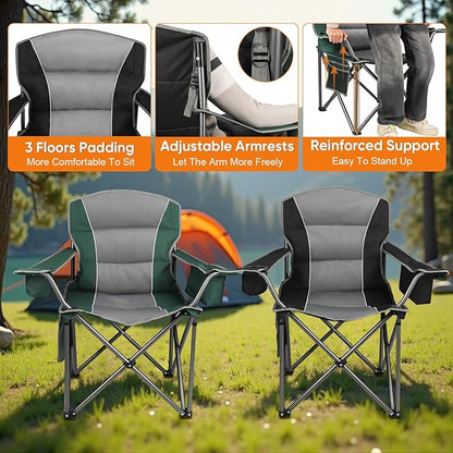 Northroad 2 Pack Oversized Camping Chair, Padded Portable Chairs Heavy Duty Camping Folding Chairs
