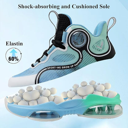 VITUOFLY Kids Basketball Shoes Boys Air Cushion Sneakers Girls Mid Top School Hoops Shoes Non-Slip