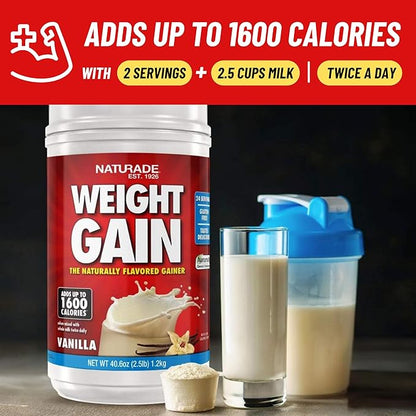 Naturade All-Natural Weight Gain Instant Nutrition Drink Mix, Vanilla, 40.6 Ounce