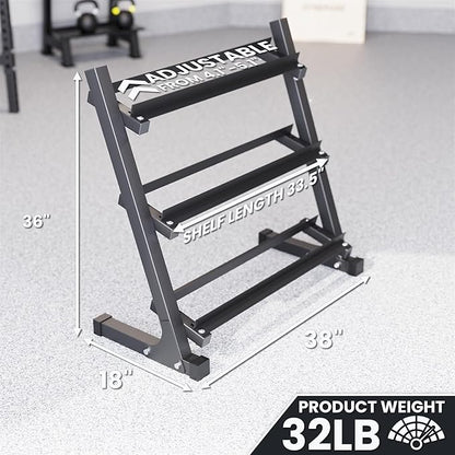 Synergee Dumbbell Rack for Home Gym – 3 Tier Adjustable Weight Rack for Dumbbells – Space-Saving