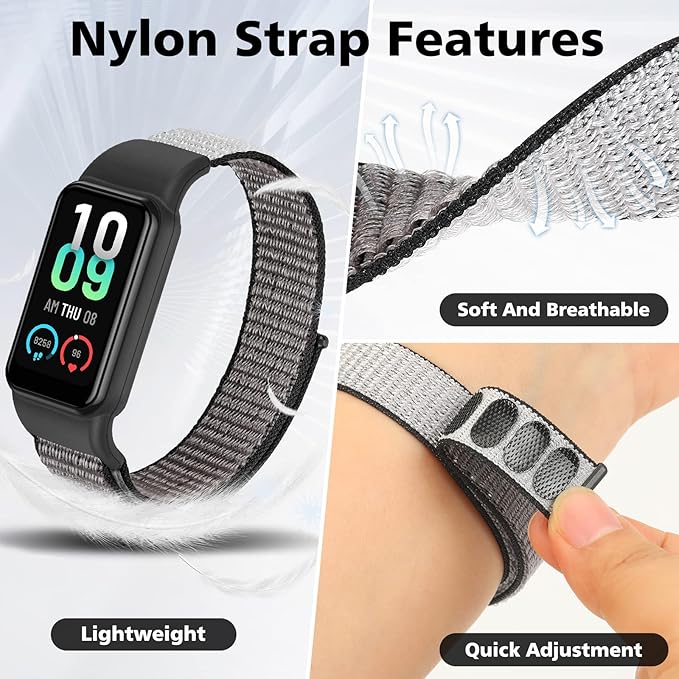 YCHDDER Solo Loop Nylon Bands Compatible with Amazfit Band 7 Straps,Soft Breathable Comfortable