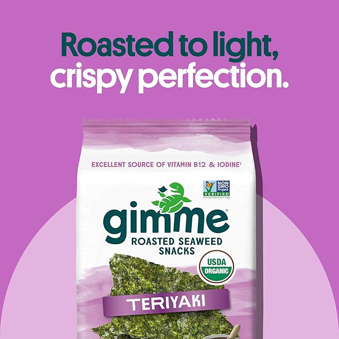 Gimme Seaweed Organic Premium Roasted Seaweed Snacks, New 6 Flavor Variety Pack, 12 Count (2 Each)