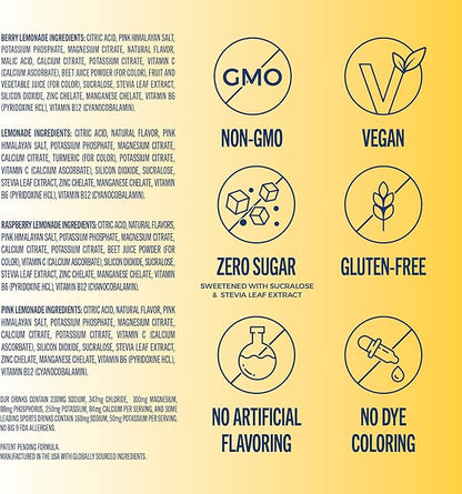 TREVI™ Sugar Free Electrolytes - Drink Mix Hydration Powder Packets - 28 Count - Lemonade Variety