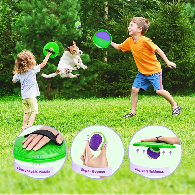 Toss and Catch Ball Set Upgraded - Kids Toys Outdoor Games for Whole Family - Water-Resistant Great
