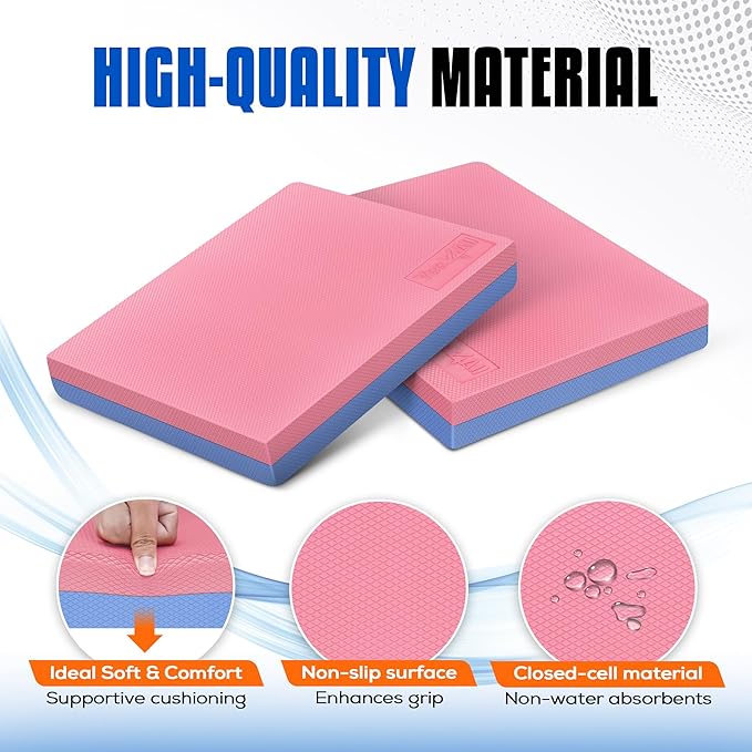 Yes4All Upgraded Size Foam Pad for Exercise, Nonslip Foam Balance Pad Physical Therapy, Yoga &
