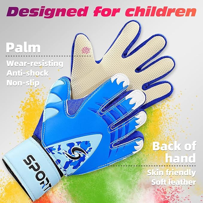 Sportout Kids Goalkeeper Gloves, Soccer Gloves with Double Wrist Protection and Non-Slip Wear