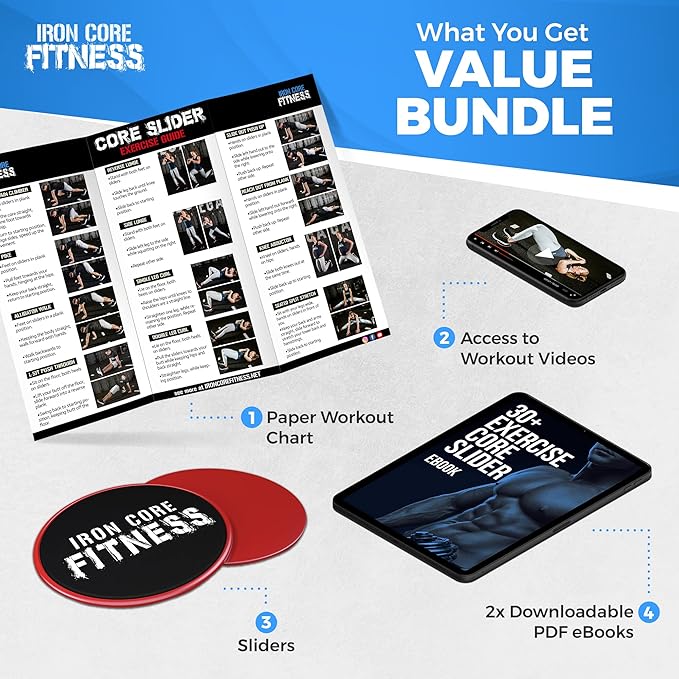 Core Sliders for Working Out, Dual Sided Exercise Gliding Discs for Use on All Surfaces, Ultimate