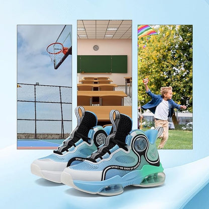VITUOFLY Kids Basketball Shoes Boys Air Cushion Sneakers Girls Mid Top School Hoops Shoes Non-Slip