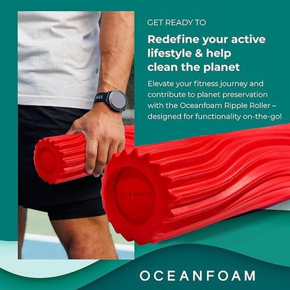 Oceanfoam Ripple Travel Foam Roller (11" x 3.35") Firm Mini Foam Roller for Physical Therapy, Deep