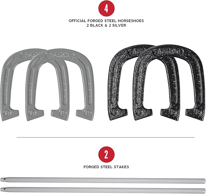Franklin Sports Horseshoes Sets - Metal Horseshoe Game Sets for Adults + Kids - Official Weight
