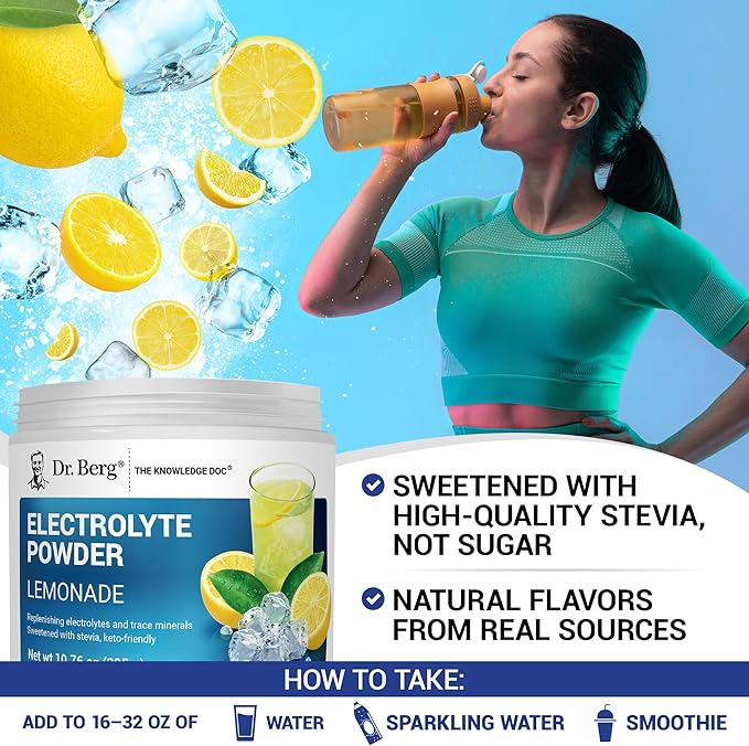 Dr. Berg Zero Sugar Hydration Keto Electrolyte Powder - Enhanced w/ 1000 mg of Potassium & Real
