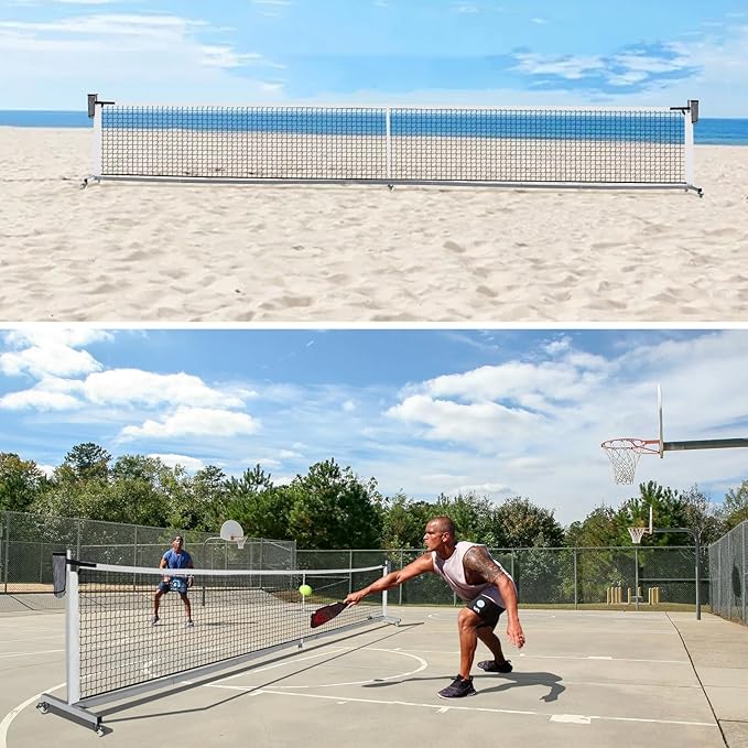 Pro Pickleball Net Portable with Wheels – 22ft Heavy Duty Pickleball Net System with Sturdy