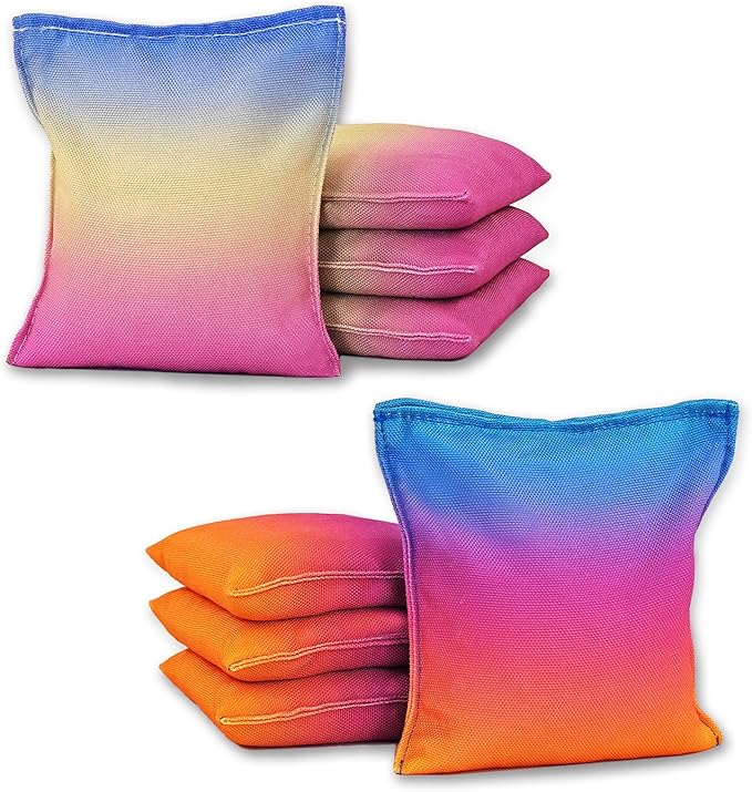 Weather Resistant Cornhole Bags, Gradient Corn Hole Bags Set of 8, Cornhole Bean Bags, Modified