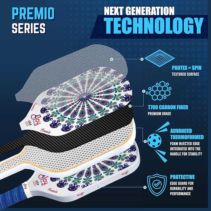 4Joy Pickleball Paddle Premio Series - Thermoformed Premium T700 Carbon Fiber Pickleball Paddless