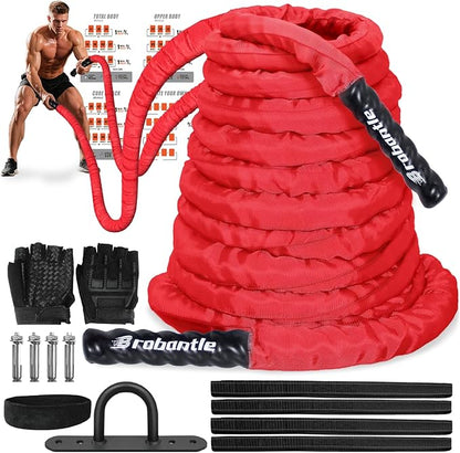 Battle Rope 1/1.26/1.5/2 Inch Diameter,Pink 30FT/40FT/50FT Exercise Workout Ropes for Home Gym