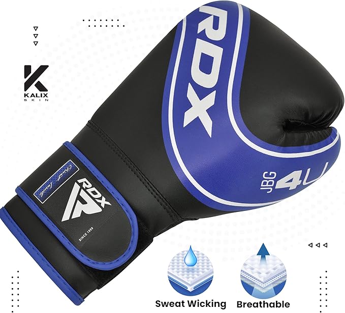RDX Kids Boxing Gloves, 6oz 4oz Junior Training Mitts, Maya Hide Leather Ventilated Palm, Muay Thai