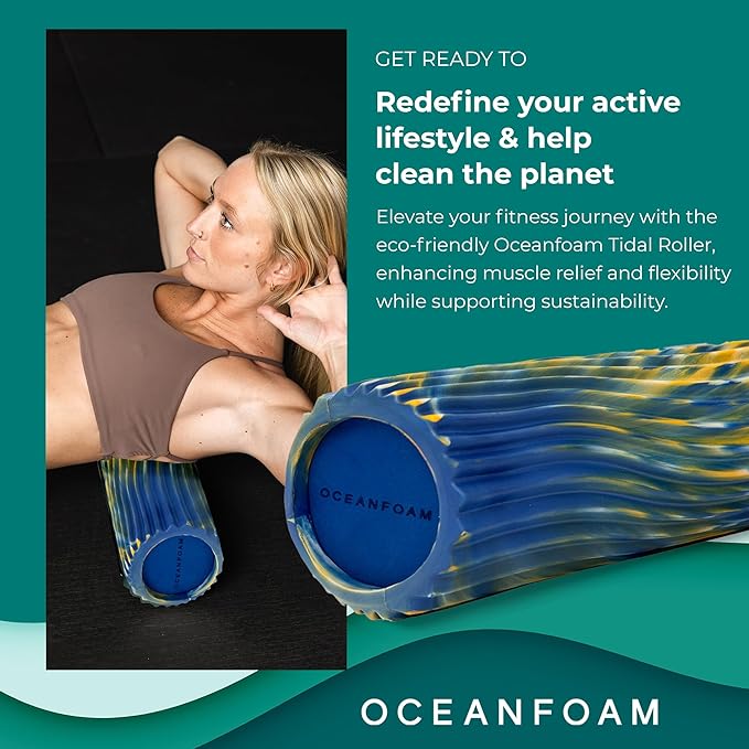 Oceanfoam Tidal Roller - Royal, Gold & Natural Marbled - Muscle Massage Foam Roller for Back Pain &