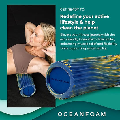 Oceanfoam Tidal Roller - Royal, Gold & Natural Marbled - Muscle Massage Foam Roller for Back Pain &