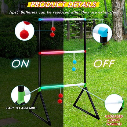 Sosation Light up Ladder Ball Set 6 Glow in The Dark Ball 2 LED Ladder Toss Outdoor Lawn Toss Game