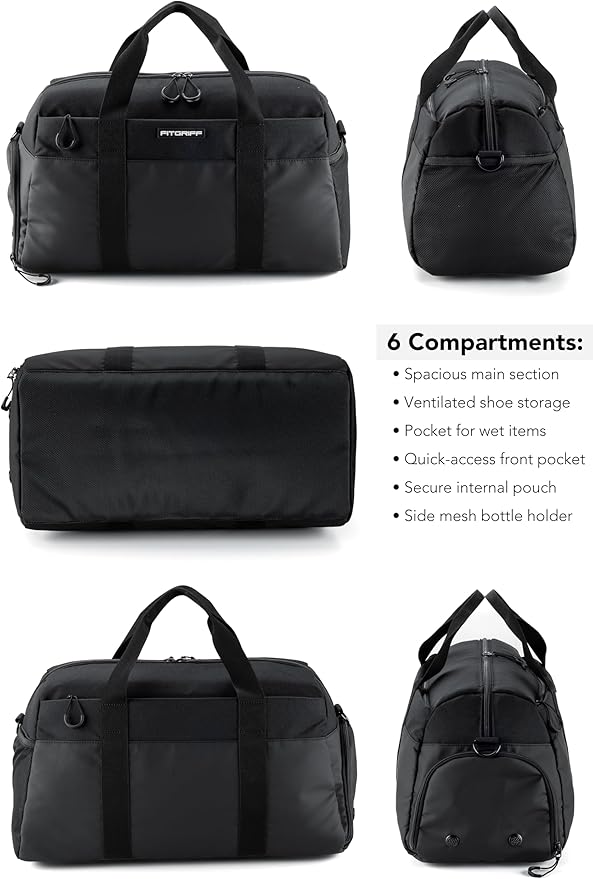 Fitgriff® Gym Bag V2 for Men and Women with Shoe & Wet Compartment - Duffle Bag for Travel, Sports