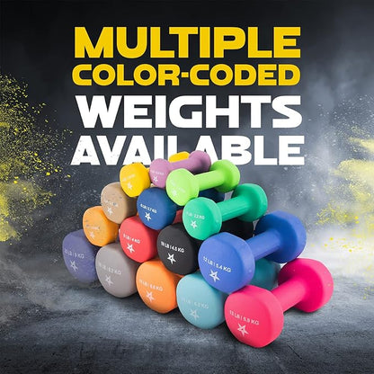 Yes4All Neoprene Coated Dumbbell Hand Weight Sets of 2 - Multiple Weight Options with 15 Colors