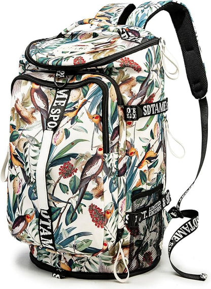 Gym Duffle Bag Backpack with Shoe Compartment,4 ways Travel Backpack for Women and