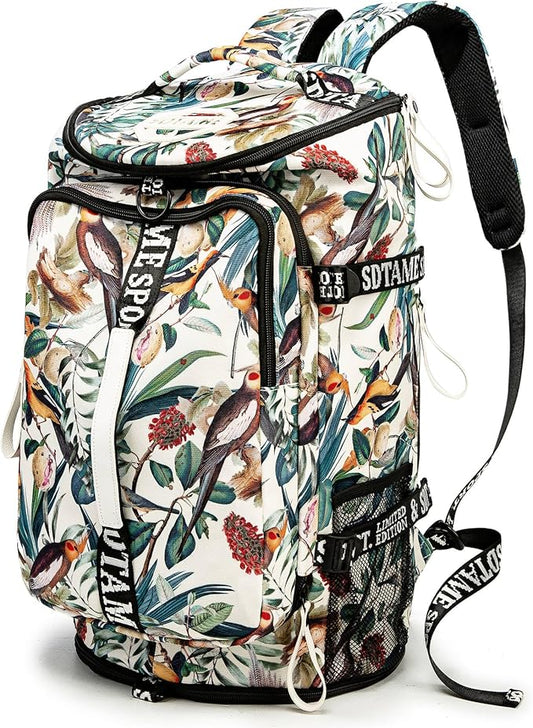 Gym Duffle Bag Backpack with Shoe Compartment,4 ways Travel Backpack for Women and