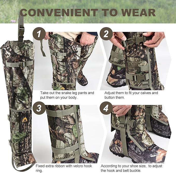 Snake Guard Chaps Waterproof Snake Chaps for Hunting Snake Bite Protection Gear Adjustable Size